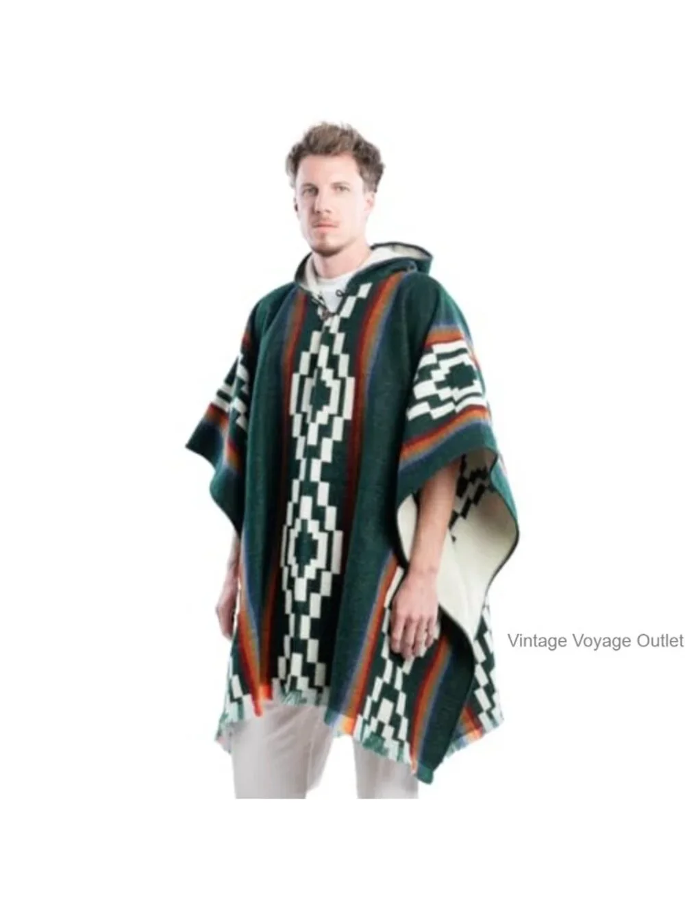 Alpaca Wool Blend Handwoven Poncho Oversized Lightweight Warm